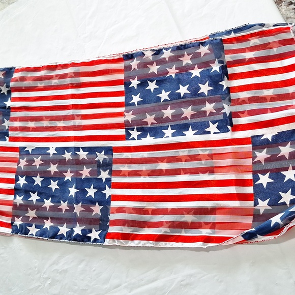 🇺🇸 Set of 2 silky scarves. American flag and brown stripes. Scarf set. - Picture 7 of 11